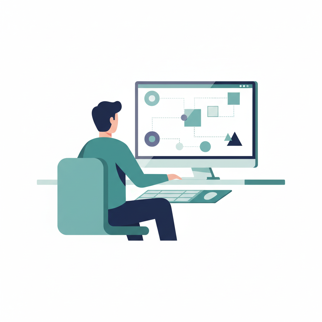 Illustration of a student taking a modern computer-based test