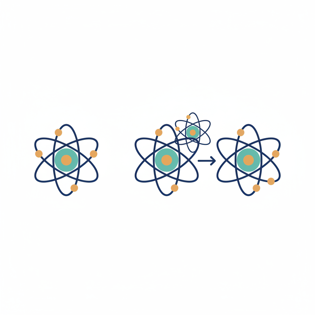 Illustration of atomic structure with nucleus and electrons showing bonding