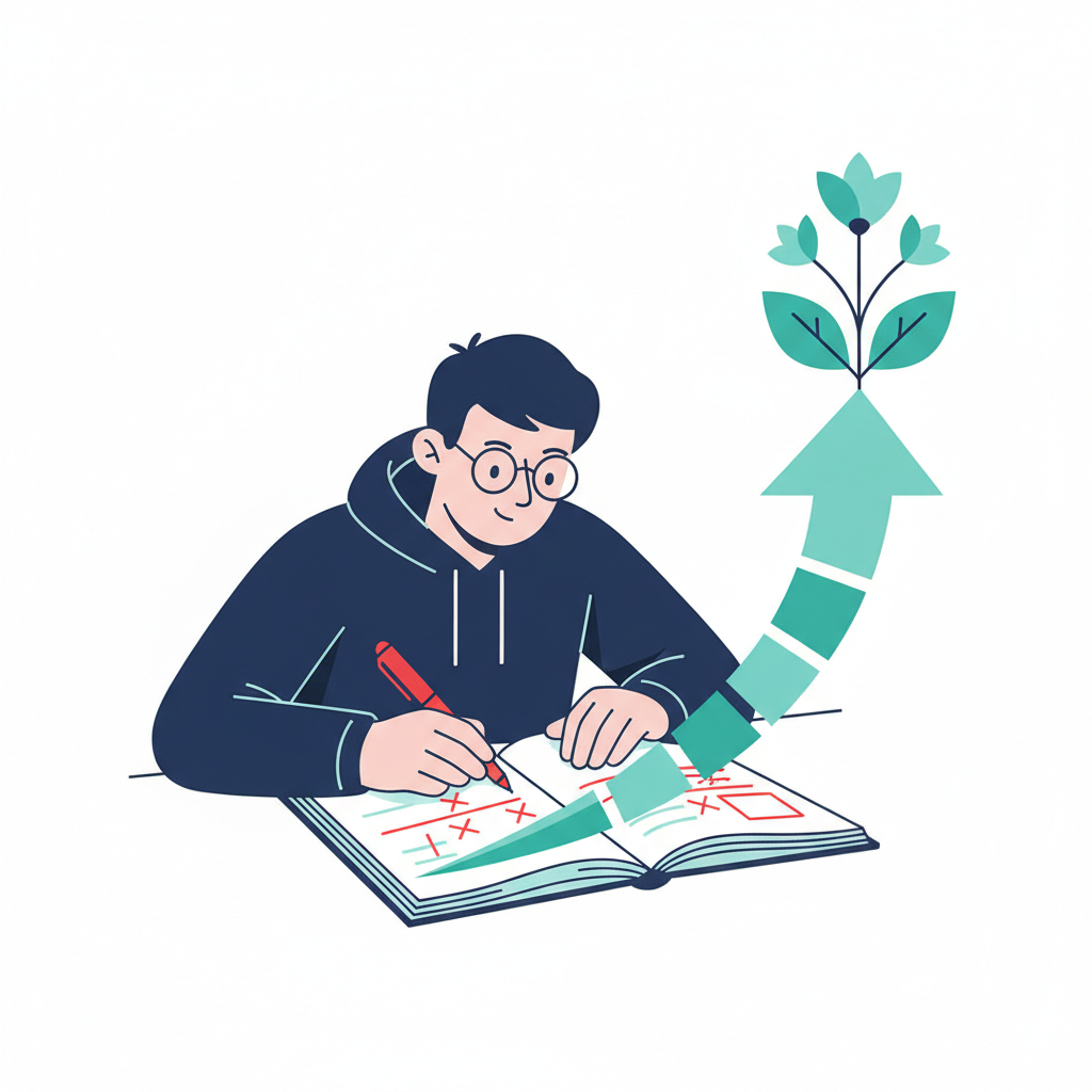 Illustration of keeping an error log while reviewing practice