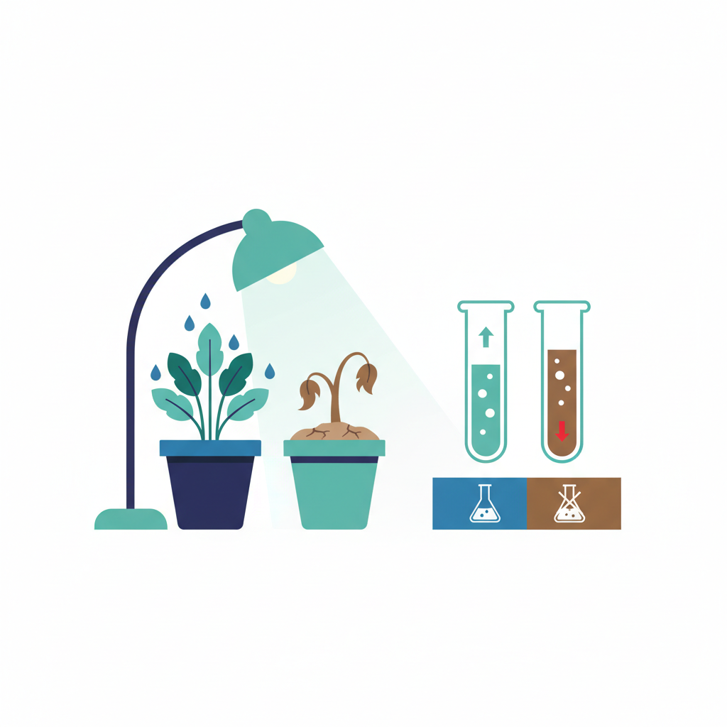 Illustration comparing experimental variables with test plants