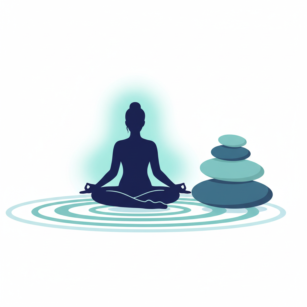 Illustration of calm meditation and balance for stress relief